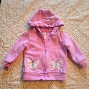Carter's full Zip purple butterfly hoodie size 9 months